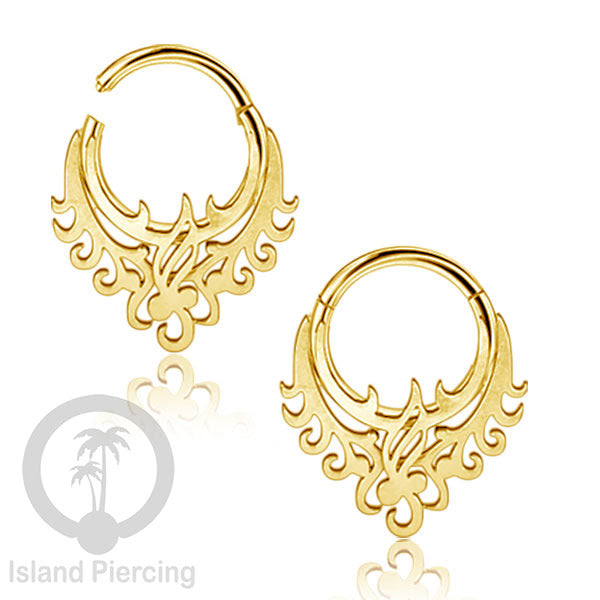 Anting Tindik Stainless Berlapis Segment Ring Septum Body Jewelry, Helix Tragus warna gold