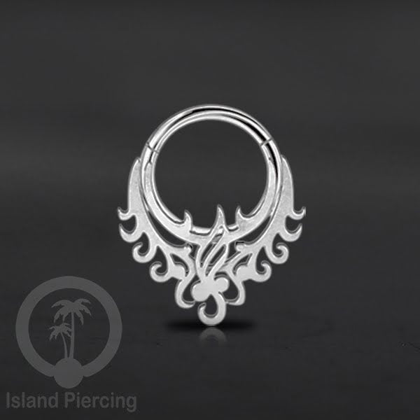 Anting Piercing Stainless Segment Ring yang unik body jewelry untuk Septum dan telinga warna silver