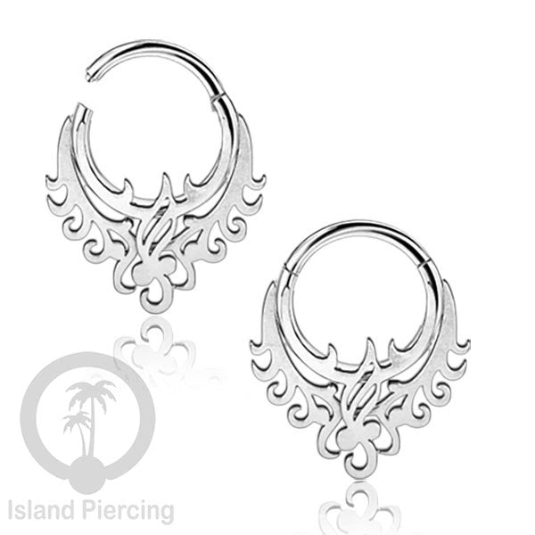 Anting Piercing Stainless Segment Ring yang unik body jewelry untuk Septum dan telinga warna silver
