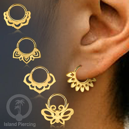 Anting Tindik Stainless Segment Ring yang unik Body Jewelry untuk Telinga dan Septum warna gold
