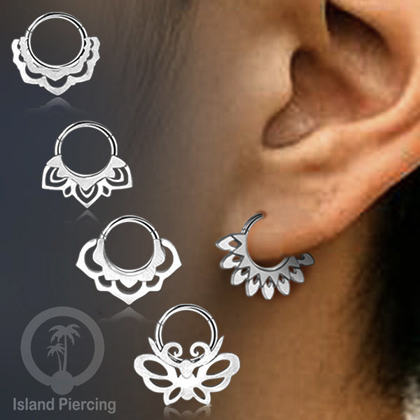 Anting Tindik Stainless Segment Ring yang unik Body Jewelry untuk Telinga dan Septum warna silver