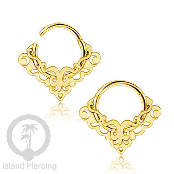 Anting Tindik Stainless Berlapis Segment Ring Septum Body Jewelry, Helix Tragus warna gold