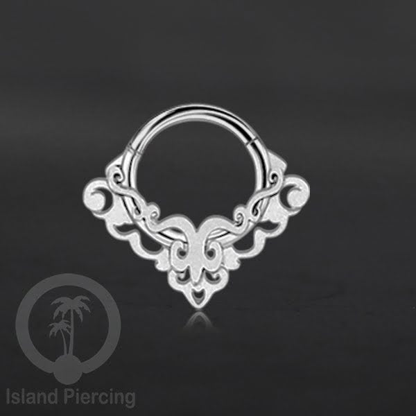 Anting Piercing Stainless Segment Ring yang unik body jewelry untuk Septum dan telinga warna silver