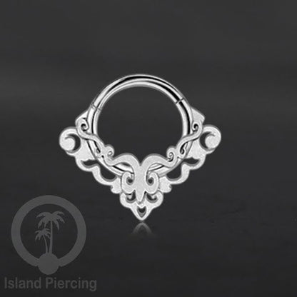Anting Piercing Stainless Segment Ring yang unik body jewelry untuk Septum dan telinga warna silver