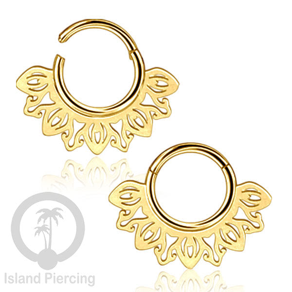Piercing Stainless Hinged Segment Ring Septum Anting Tindik Telinga motif unik warna gold