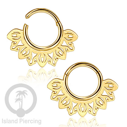 Piercing Stainless Hinged Segment Ring Septum Anting Tindik Telinga motif unik warna gold