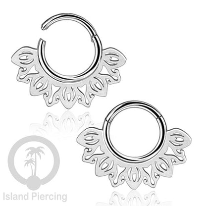 Piercing Stainless Hinged Segment Ring Septum Anting Tindik Telinga motif unik warna silver