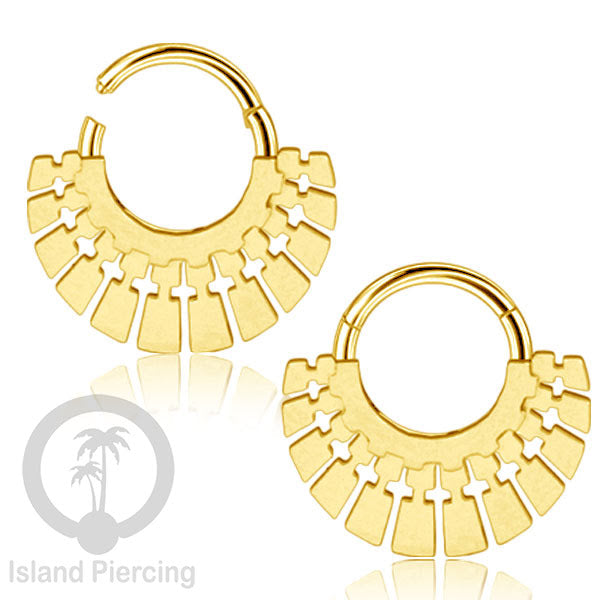 Anting Tindik Stainless Hinged Segment Ring Septum Piercing Telinga Body Jewelry warna gold