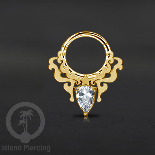 Hinged Segment Ring Anting Tindik Stainless warna gold Septum body Jewelry dengan Zirconia