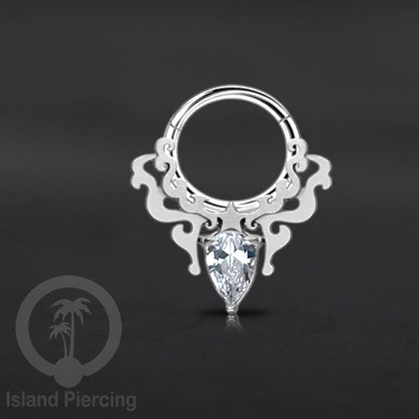Hinged Segment Ring Anting Tindik Stainless warna silver Septum body Jewelry Zirconia