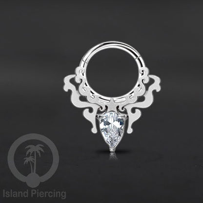 Hinged Segment Ring Anting Tindik Stainless warna silver Septum body Jewelry Zirconia