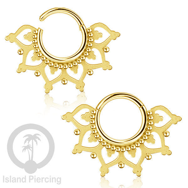 Anting Tindik Stainless Berlapis Segment Ring Septum Body Jewelry, Helix Tragus warna gold