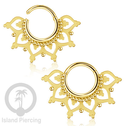 Anting Tindik Stainless Berlapis Segment Ring Septum Body Jewelry, Helix Tragus warna gold