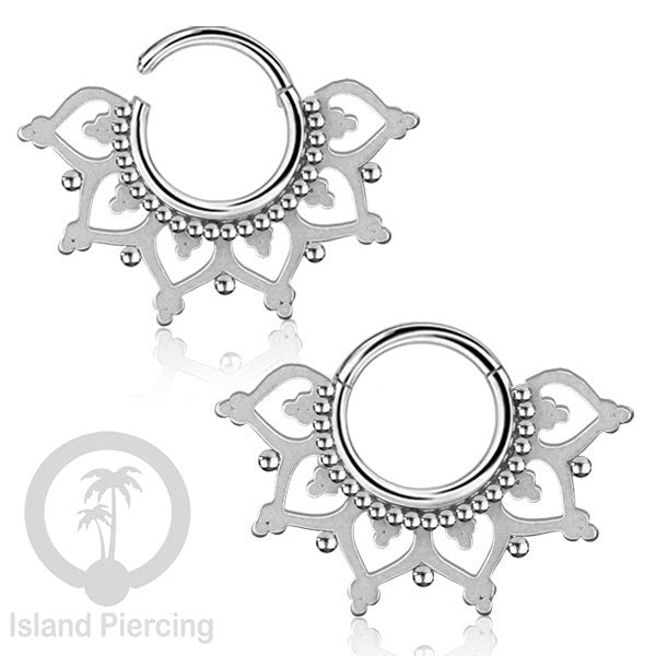 Anting Piercing Stainless Segment Ring yang unik body jewelry untuk Septum dan telinga warna silver