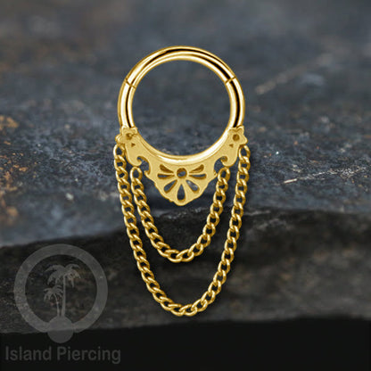 Hinged Segment Ring Anting Tindik Stainless warna gold Septum body Jewelry dengan Zirconia