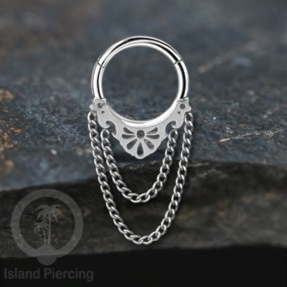 Hinged Segment Ring Anting Tindik Stainless warna silver Septum body Jewelry Zirconia