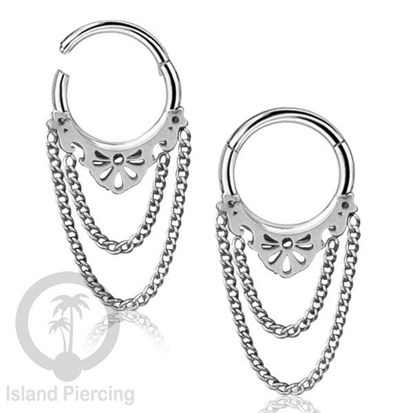 Hinged Segment Ring Anting Tindik Stainless warna silver Septum body Jewelry Zirconia