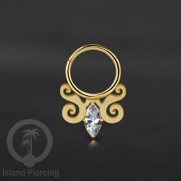 Hinged Segment Ring Anting Tindik Stainless warna gold Septum body Jewelry dengan Zirconia