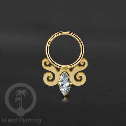 Hinged Segment Ring Anting Tindik Stainless warna gold Septum body Jewelry dengan Zirconia