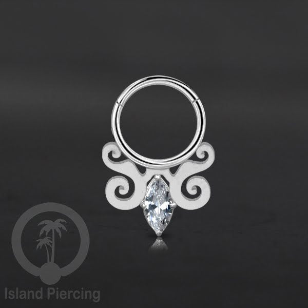 Hinged Segment Ring Anting Tindik Stainless warna silver Septum body Jewelry Zirconia