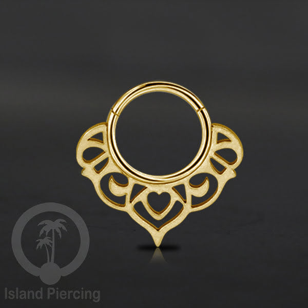 Piercing Stainless Hinged Segment Ring Septum Anting Tindik Telinga motif unik warna gold