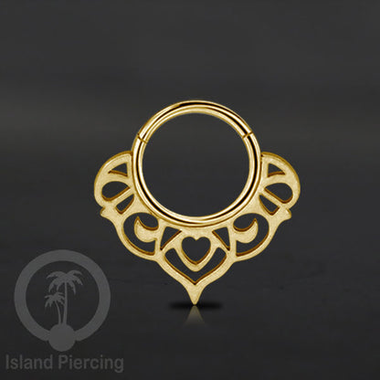 Piercing Stainless Hinged Segment Ring Septum Anting Tindik Telinga motif unik warna gold