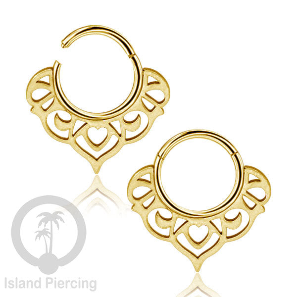 Piercing Stainless Hinged Segment Ring Septum Anting Tindik Telinga motif unik warna gold