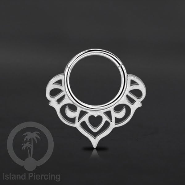 Piercing Stainless Hinged Segment Ring Septum Anting Tindik Telinga motif unik warna silver