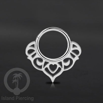 Piercing Stainless Hinged Segment Ring Septum Anting Tindik Telinga motif unik warna silver