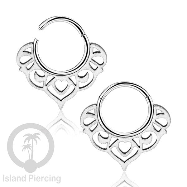 Piercing Stainless Hinged Segment Ring Septum Anting Tindik Telinga motif unik warna silver