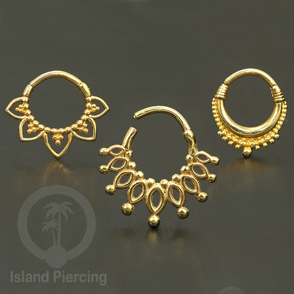 Stainless Steel Anting Clicker Septum Nose Piercing desain istemewa warna gold