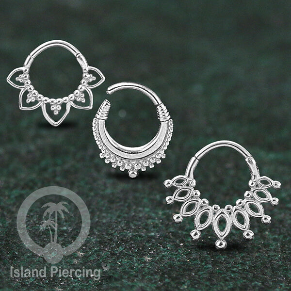 Stainless Steel Anting Clicker Septum Nose Piercing desain istemewa warna silver