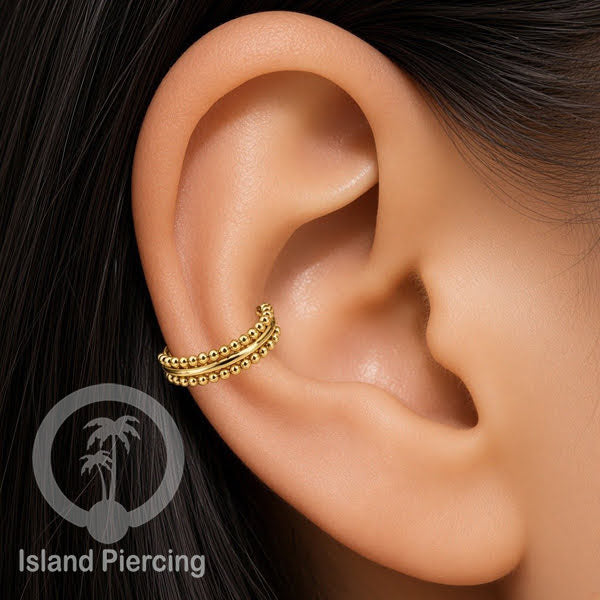 Perhiasan Stainless Conch Piercing Ring Conch Body Jewelry Segment Ring unik warna emas