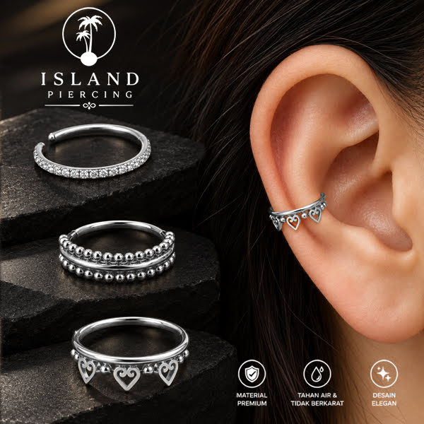 Perhiasan Stainless Conch Piercing Ring Conch Body Jewelry Segment Ring unik warna Silver