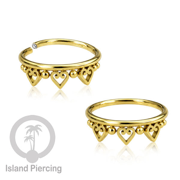 Perhiasan Stainless Conch Piercing Ring Conch Body Jewelry Segment Ring unik warna emas