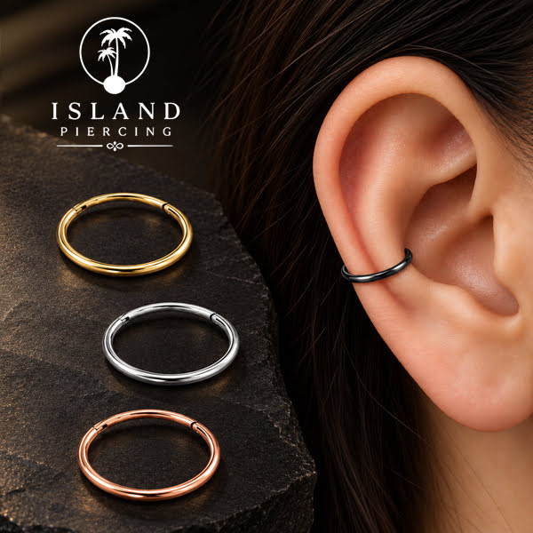 Perhiasan Stainless Conch Piering Ring Conch Body Jewelry Segment Ring Silver &amp; Black