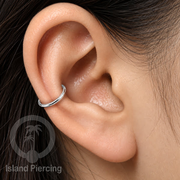 Perhiasan Stainless Conch Piering Ring Conch Body Jewelry Segment Ring Silver &amp; Black