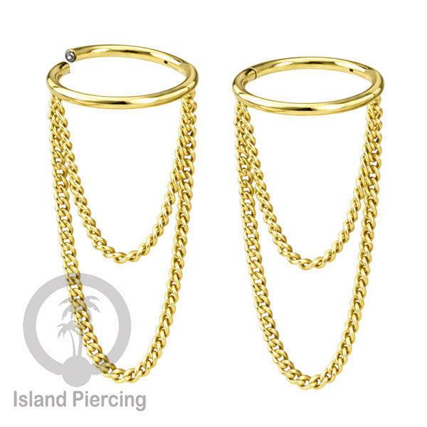 Perhiasan Stainless Conch Piercing Ring Conch Body Jewelry Segment Ring dengan Rantai