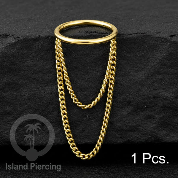 Perhiasan Stainless Conch Piercing Ring Conch Body Jewelry Segment Ring dengan Rantai