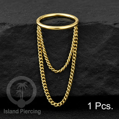 Perhiasan Stainless Conch Piercing Ring Conch Body Jewelry Segment Ring dengan Rantai