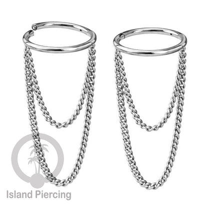 Perhiasan Stainless Conch Piercing Ring Conch Body Jewelry Segment Ring dengan Rantai