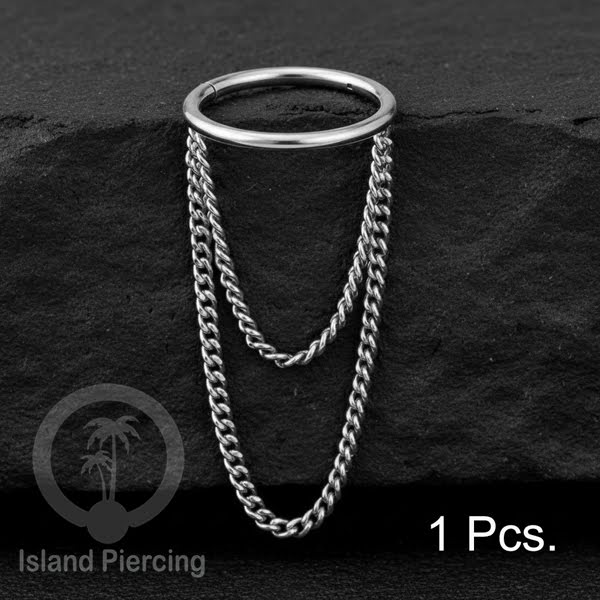 Perhiasan Stainless Conch Piercing Ring Conch Body Jewelry Segment Ring dengan Rantai