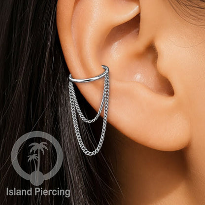 Perhiasan Stainless Conch Piercing Ring Conch Body Jewelry Segment Ring dengan Rantai