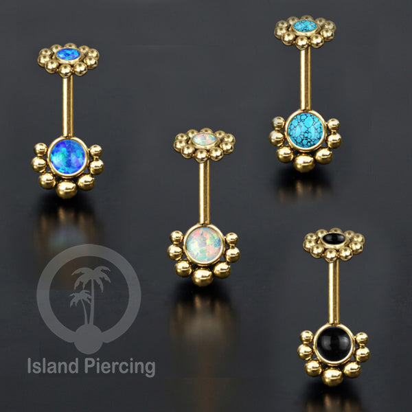 Anting Piercing Helix Stainless warna gold dengan batu banyak variasi, anting tindik baja beda