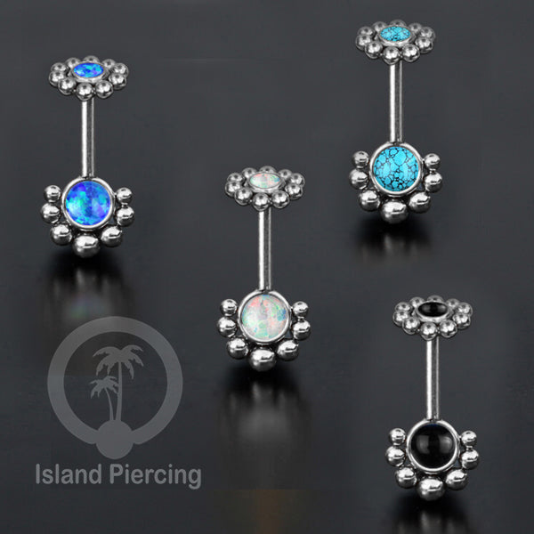 Anting Piercing Helix Stainless warna silver dengan batu banyak variasi, anting tindik baja beda