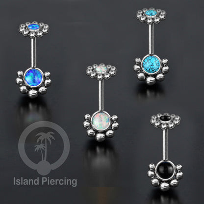 Anting Piercing Helix Stainless warna silver dengan batu banyak variasi, anting tindik baja beda