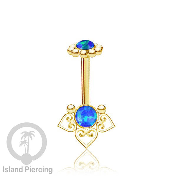 Tindik Anting Helix Stainless motif hati kecil warna gold dengan batu, Steel Helix piercing