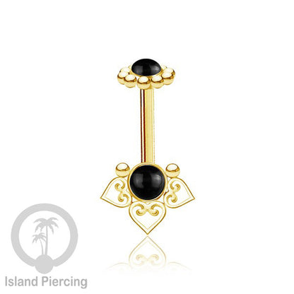 Tindik Anting Helix Stainless motif hati kecil warna gold dengan batu, Steel Helix piercing