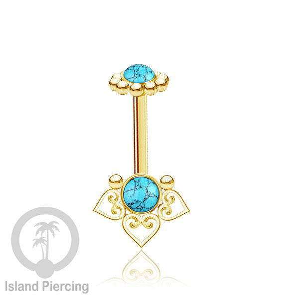 Tindik Anting Helix Stainless motif hati kecil warna gold dengan batu, Steel Helix piercing