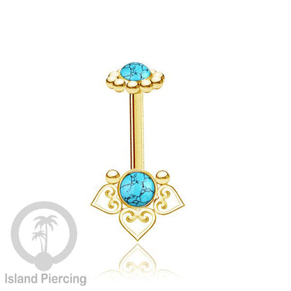 Tindik Anting Helix Stainless motif hati kecil warna gold dengan batu, Steel Helix piercing